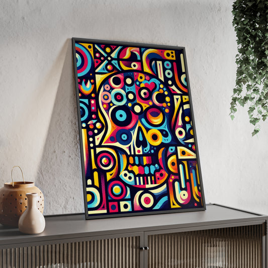 Skull Rock N Roll Posters with Wooden Frame