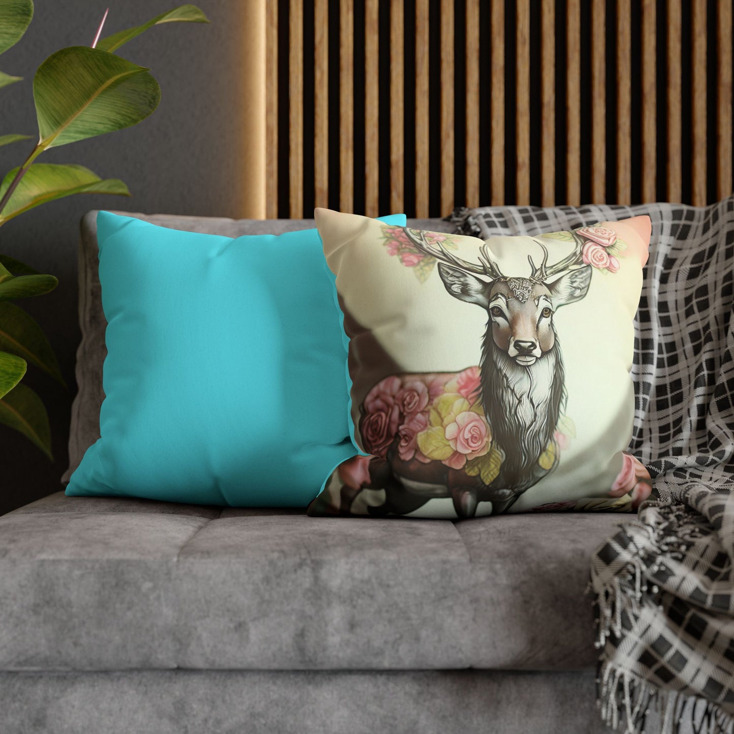 Deertastic Faux Suede Square Pillowcase