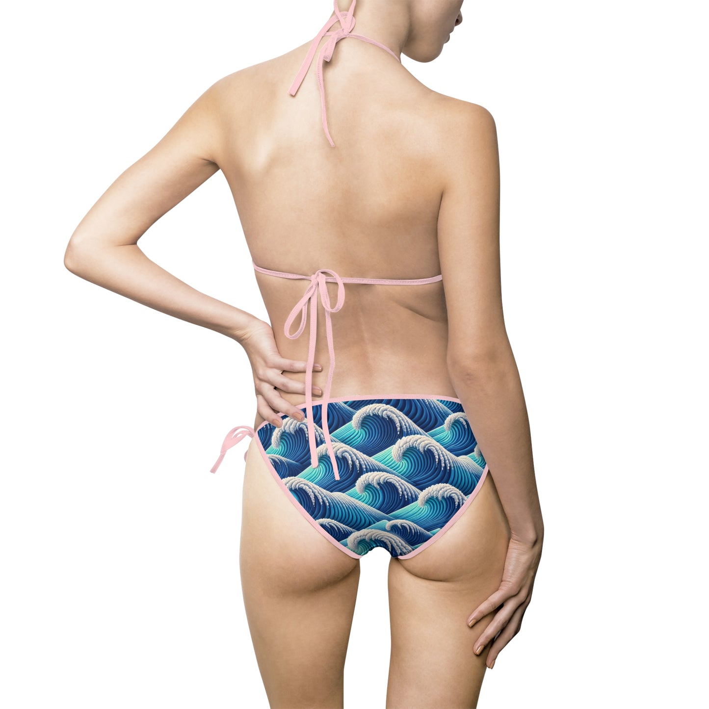 Wave Pattern Women's Bikini Swimsuit - Perfect for Beach Days and Summer Vibes
