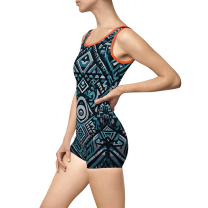 Women's Vintage Tribal Print Swimsuit - Retro Beachwear for Summer Fun