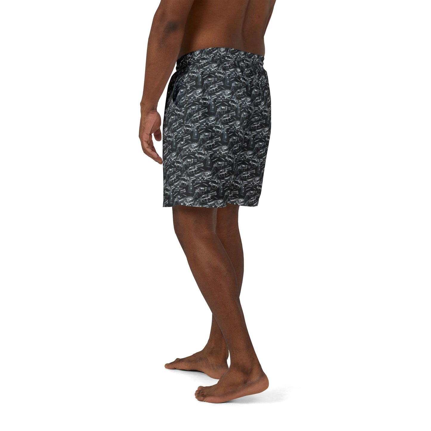 Unisex Swim Shorts - Bold Gun Graphic Design for Beach & Pool Days