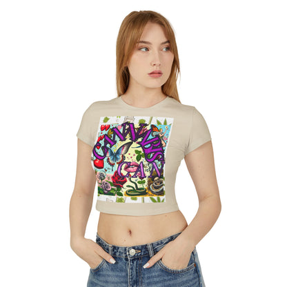 Colorful Graphic Baby Tee for Women - Floral & Butterfly Design