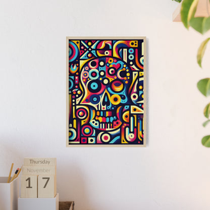 Skull Rock N Roll Posters with Wooden Frame