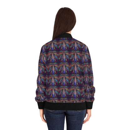 Custom Women's Bomber Jacket - Stand-Collar Black Lining Copper Zipper Closure