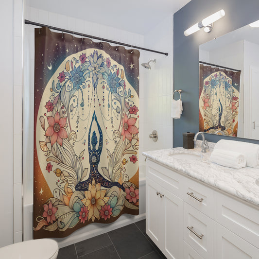 Bohemian Floral Yoga Shower Curtain - Zen Home Decor