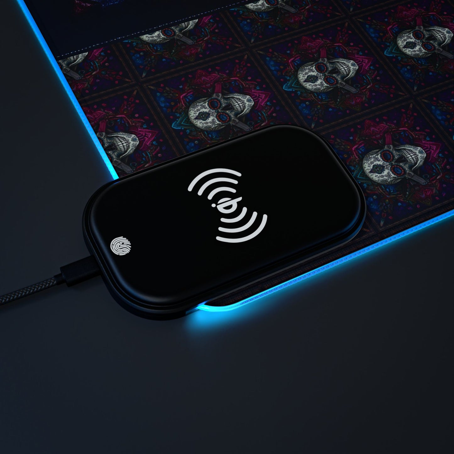 Skull Magic LED Gaming Mouse Pad, Wireless Charging