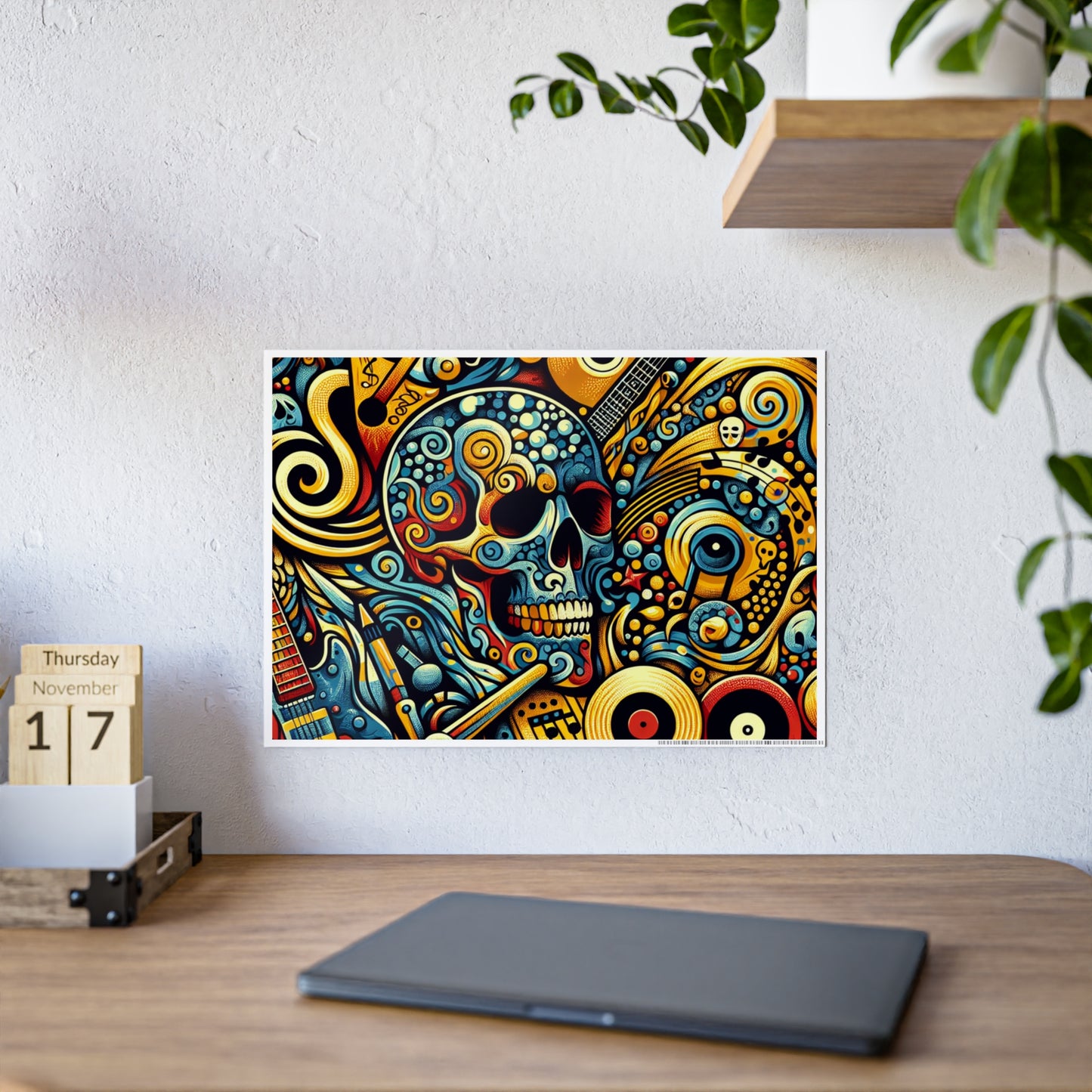 Skull Rock N Roll Gloss Posters