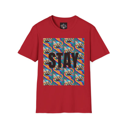 Stay Stoned Unisex Softstyle T-Shirt - Retro Vibe Graphic Tee for Fun Gatherings