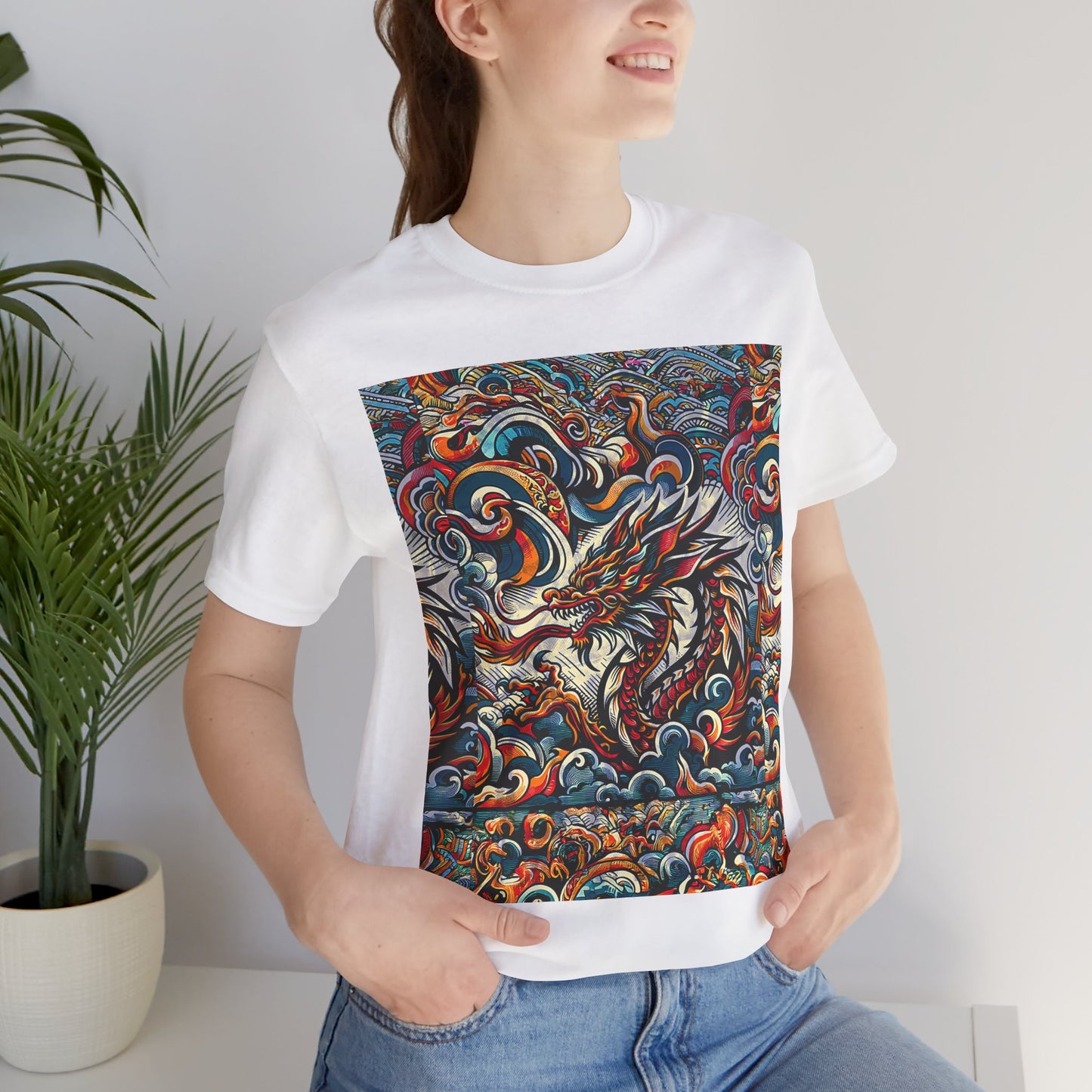 Vibrant Dragon Graphic Tee - Unisex Jersey Short Sleeve Shirt