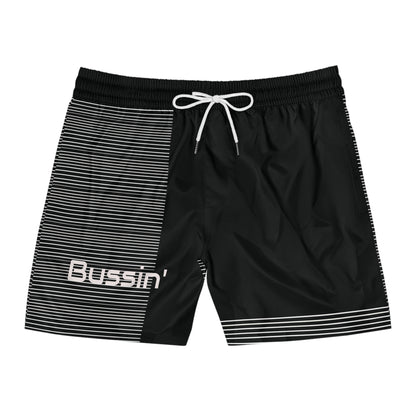 Bussin' Men's Mid-Length Swim Shorts - Stylish Striped Beachwear for Summer Fun