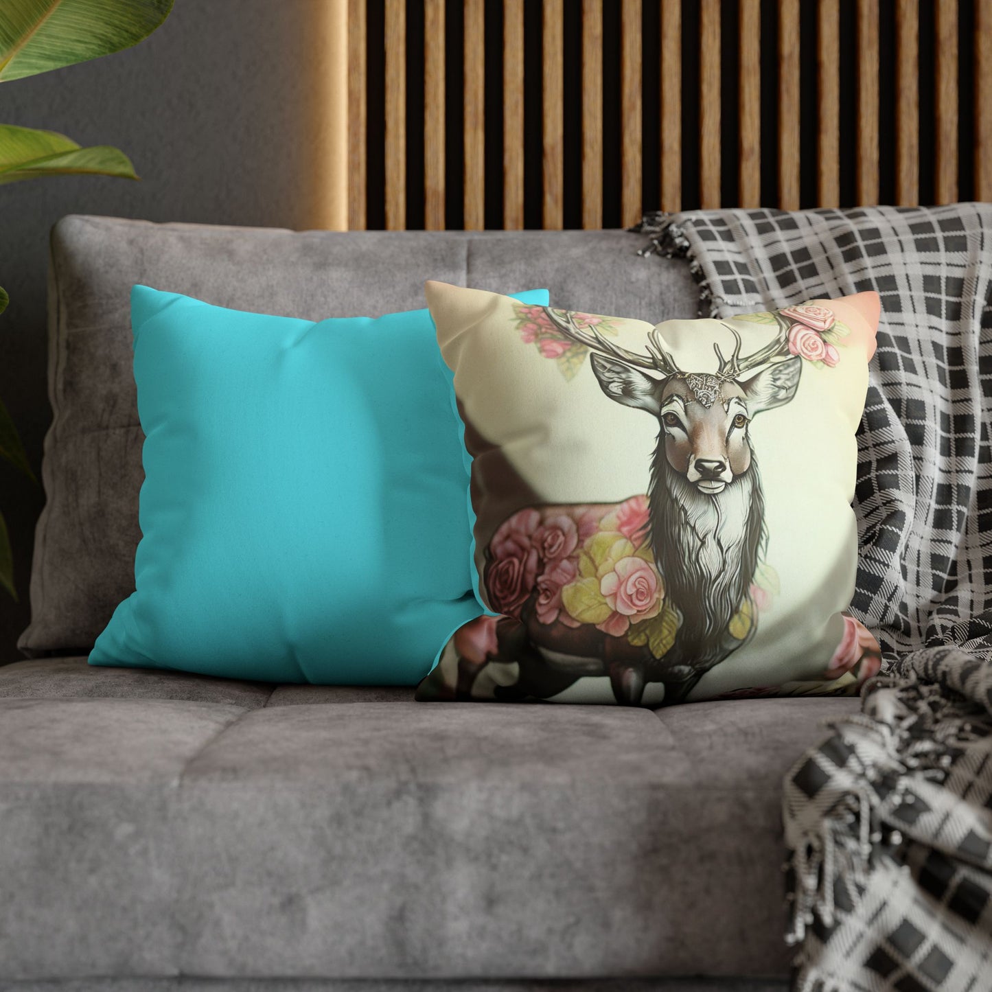 Deertastic Faux Suede Square Pillowcase