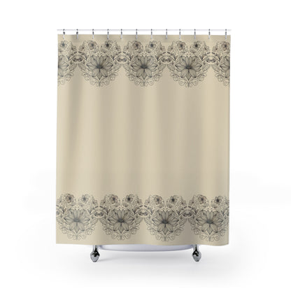 Elegant Floral Shower Curtain - Vintage Botanical Design