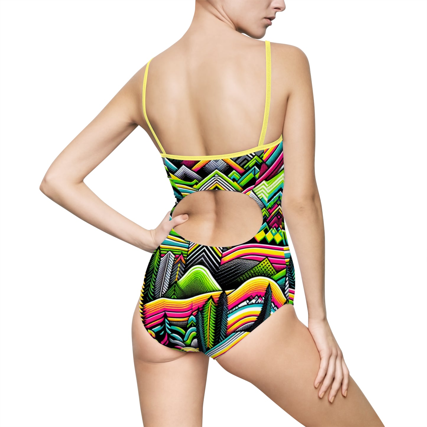 Vibrant Geometric Women's One-Piece Swimsuit - Colorful Swimwear for Summer Fun