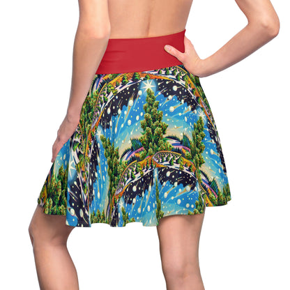 Snowy Buds Women's Skater Skirt (AOP)