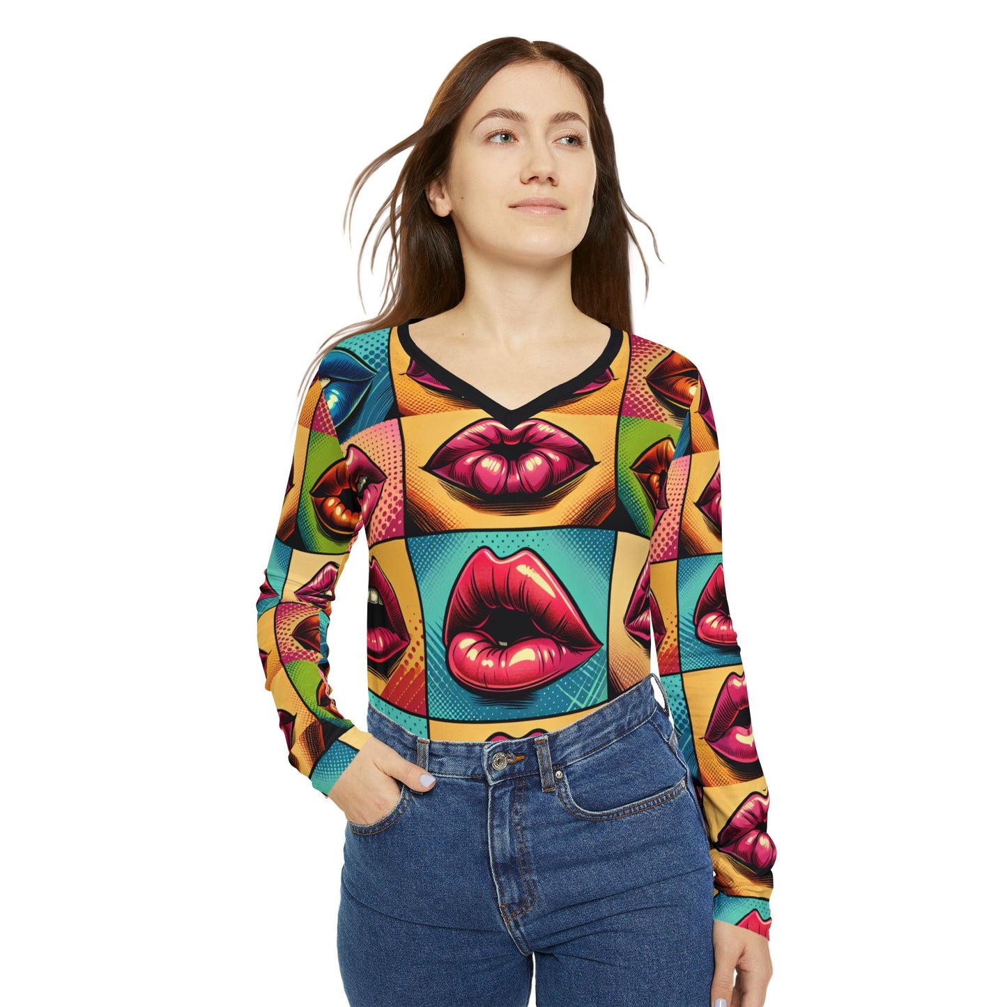 Women's Long Sleeve V-neck Shirt (AOP)