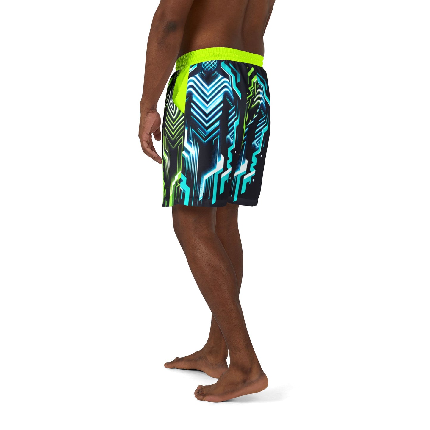 Neon Geometric Unisex Swim Shorts - Vibrant Beachwear for Summer Fun