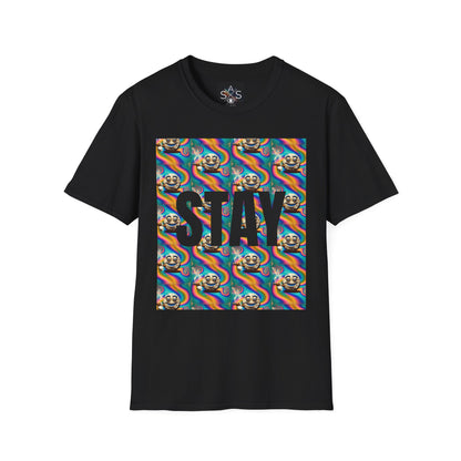 Stay Stoned Unisex Softstyle T-Shirt - Retro Vibe Graphic Tee for Fun Gatherings