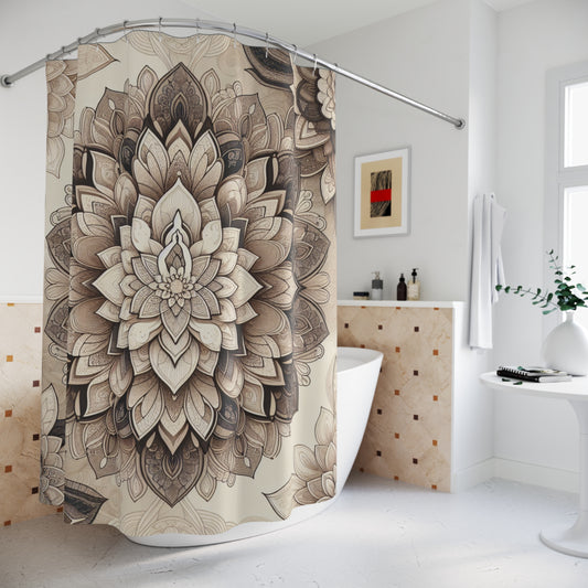 Bohemian Floral Shower Curtain - Elegant Mandala Design for Spa-like Bathroom Decor