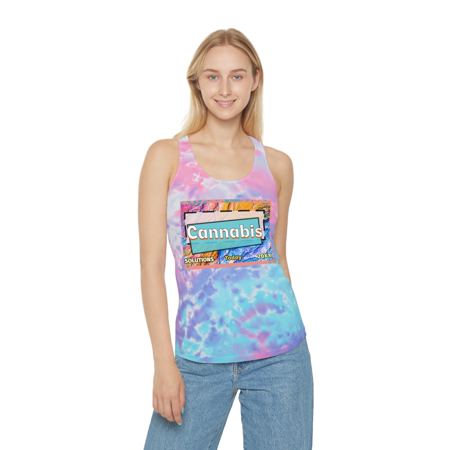 Tie Dye Cannabis Racerback Tank Top - Summer Vibes & Chill Style