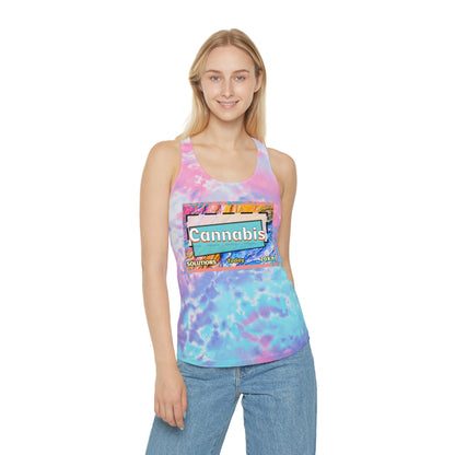 Tie Dye Cannabis Racerback Tank Top - Summer Vibes & Chill Style