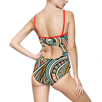 Bohemian Vibe Women's One-Piece Swimsuit - Colorful Swimwear for Summer Fun