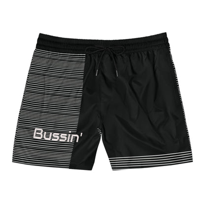 Bussin' Men's Mid-Length Swim Shorts - Stylish Striped Beachwear for Summer Fun