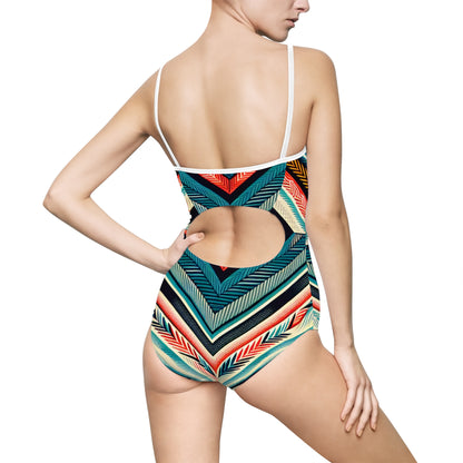 Stylish Geometric Women's One-Piece Swimsuit - Perfect for Beach Days and Summer Fun
