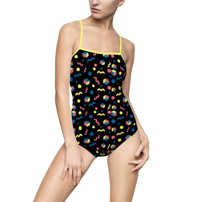 Colorful Geometric Women's One-Piece Swimsuit - Fun & Flirty Summer Swimwear