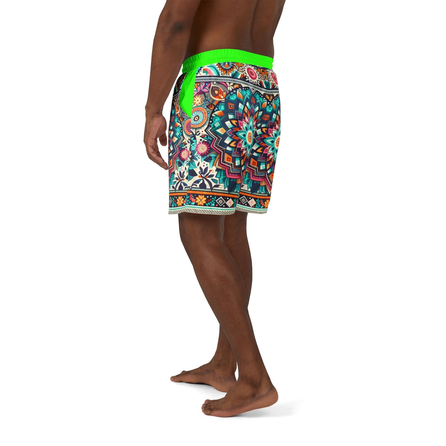 Vibrant Mandala Unisex Swim Shorts - Colorful Beachwear for Summer Fun