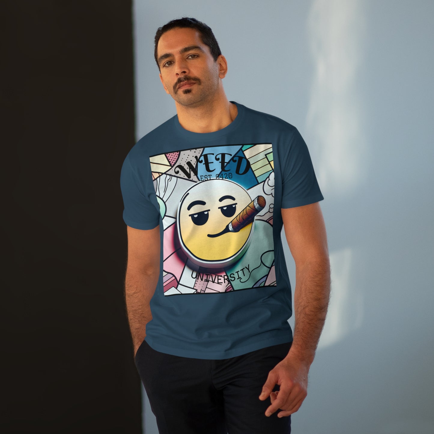 Cozy Weed University Tee - Modern Fit Cannabis T-Shirt for Fun Lovers