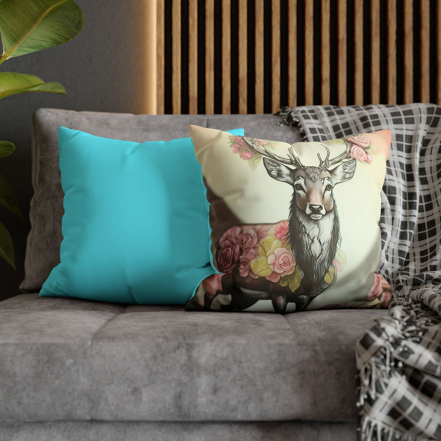 Deertastic Faux Suede Square Pillowcase
