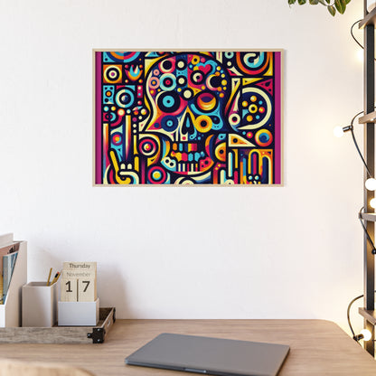 Skull Rock N Roll Posters with Wooden Frame