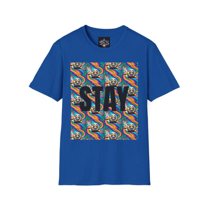 Stay Stoned Unisex Softstyle T-Shirt - Retro Vibe Graphic Tee for Fun Gatherings