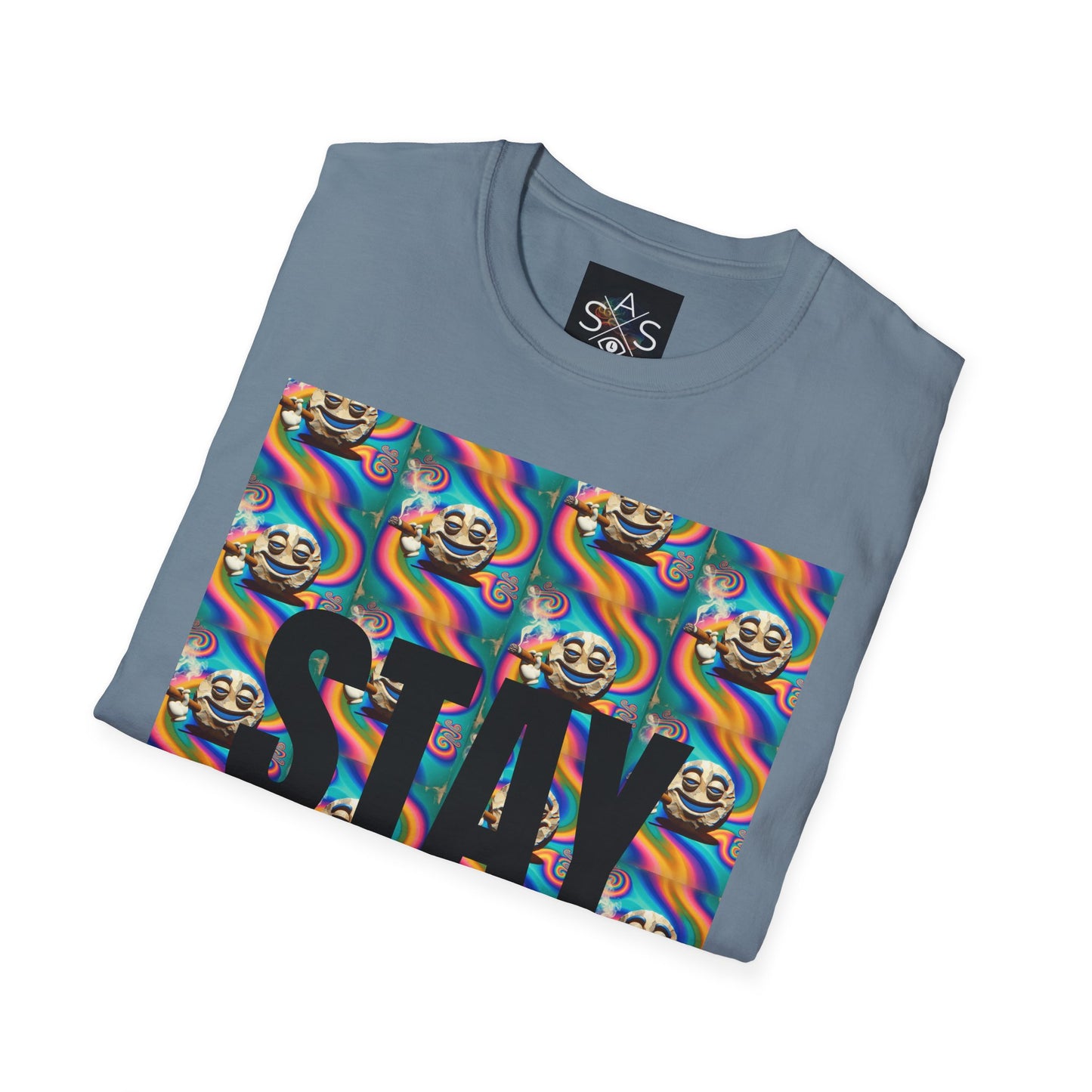 Stay Stoned Unisex Softstyle T-Shirt - Retro Vibe Graphic Tee for Fun Gatherings