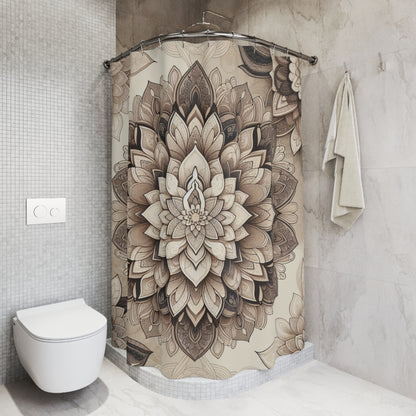 Bohemian Floral Shower Curtain - Elegant Mandala Design for Spa-like Bathroom Decor