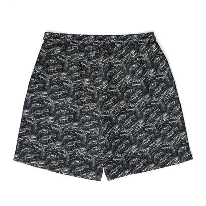 Unisex Swim Shorts - Bold Gun Graphic Design for Beach & Pool Days