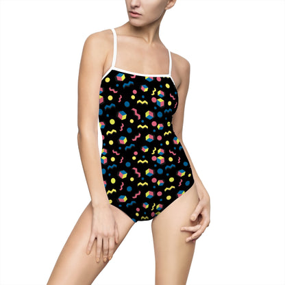 Colorful Geometric Women's One-Piece Swimsuit - Fun & Flirty Summer Swimwear