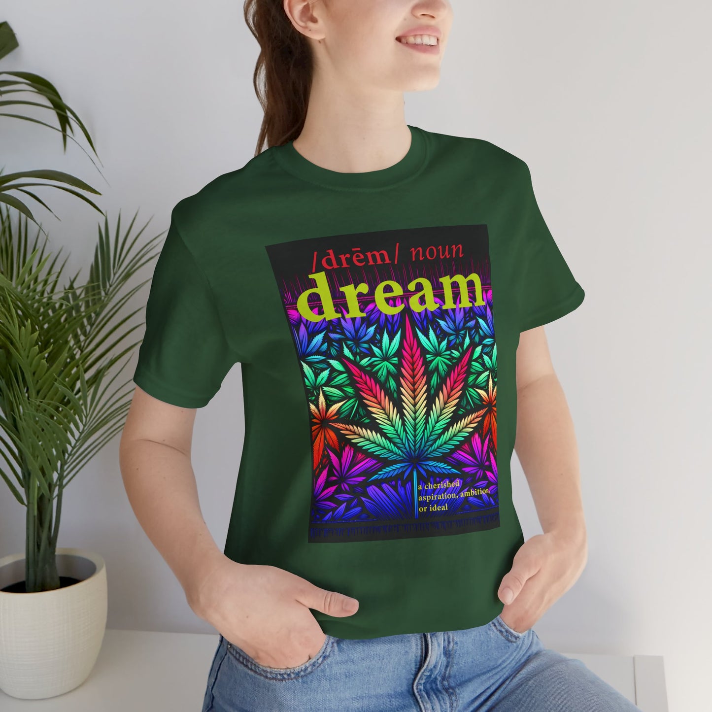 Dream Inspired Unisex Jersey Tee - Vibrant Cannabis Graphic T-Shirt