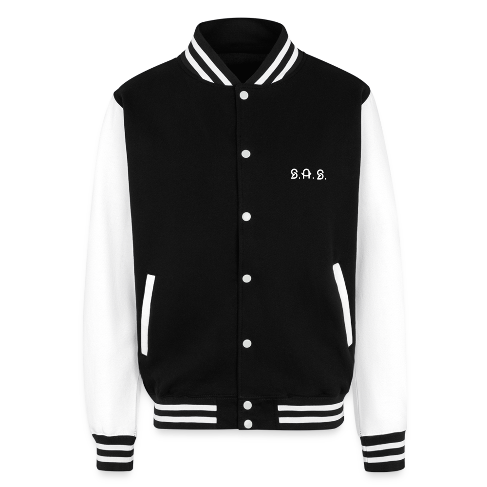 Freedom Rings Loud Just Hoods Heavyweight Letterman Jacket - black/white