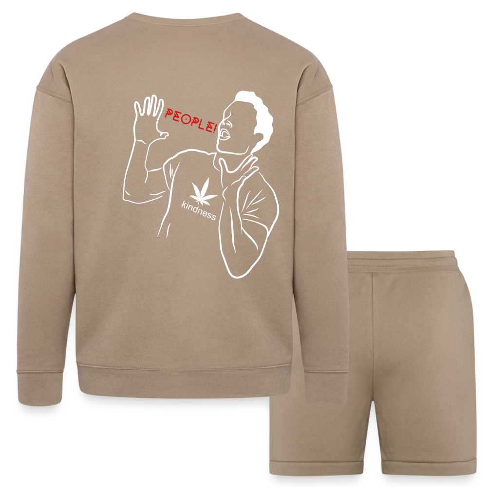 Hello P.T.S.D. Bella + Canvas Unisex Sweatshirt & Short Set - tan