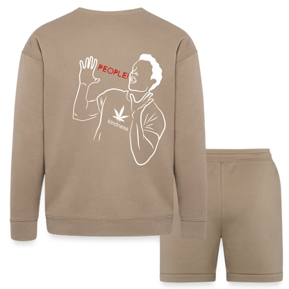 Hello P.T.S.D. Bella + Canvas Unisex Sweatshirt & Short Set - tan