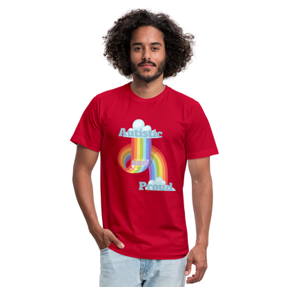 Autistic and Proud Unisex Jersey T-Shirt | Bella + Canvas - red
