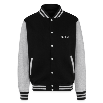 Freedom Rings Loud Just Hoods Heavyweight Letterman Jacket - black/heather grey