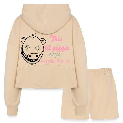 A piggie once told me Women’s Cropped Hoodie & Jogger Short Set - nude