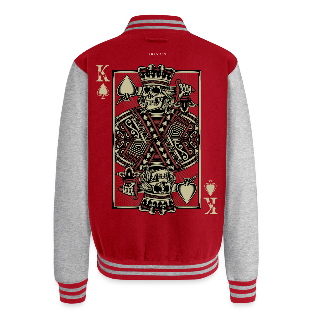 Terri's Kingdom Just Hoods Heavyweight Letterman Jacket - red/heather grey