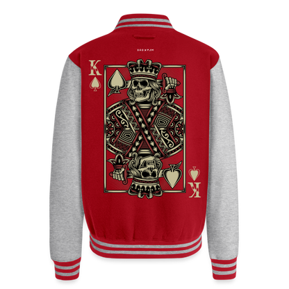 Terri's Kingdom Just Hoods Heavyweight Letterman Jacket - red/heather grey