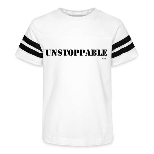 Unstoppable Kid's Football Tee - white/black