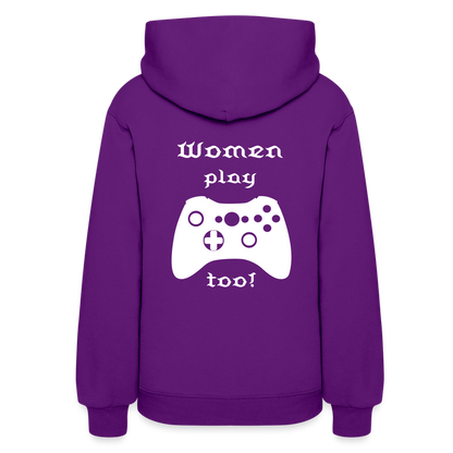 I Game What About Her? Women's Hoodie - purple