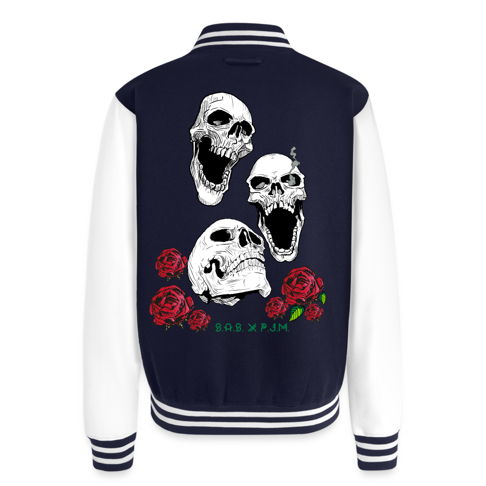 Three Kings Just Hoods Heavyweight Letterman Jacket - navy/white