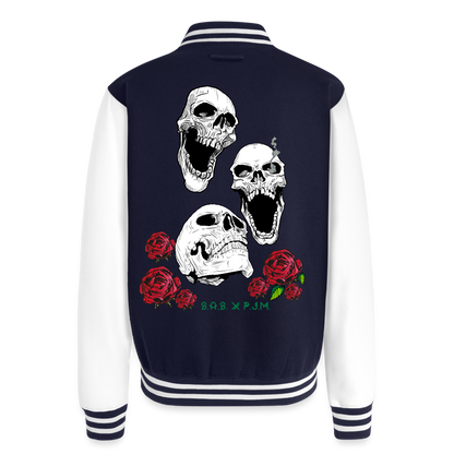Three Kings Just Hoods Heavyweight Letterman Jacket - navy/white
